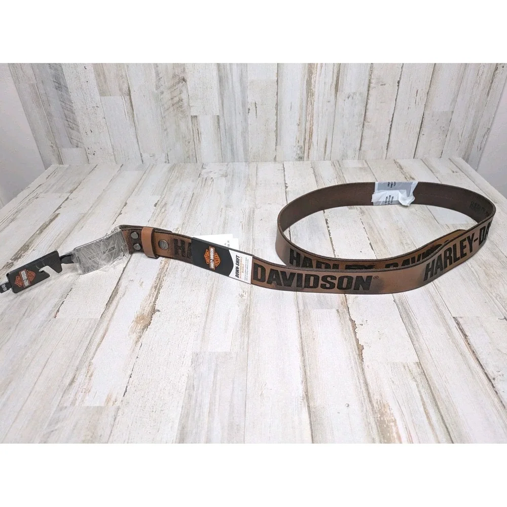 Harley Davidson Down-Shift Interchangeable Buckle Brown Leather Size 46 / 48 New